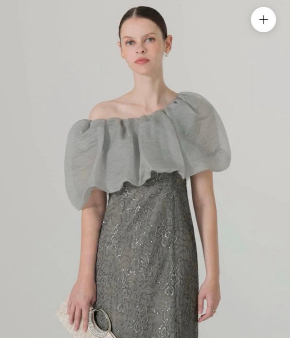 LEJA 2WAYオフショルダーパフスリーブIラインワンピースドレス