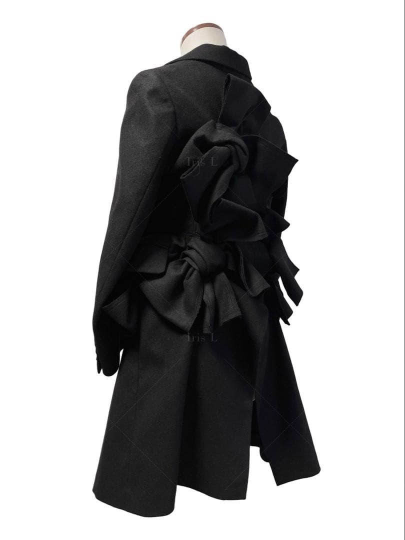 AD2013 コムデギャルソン 立体リボン装飾 ウール ロングコート