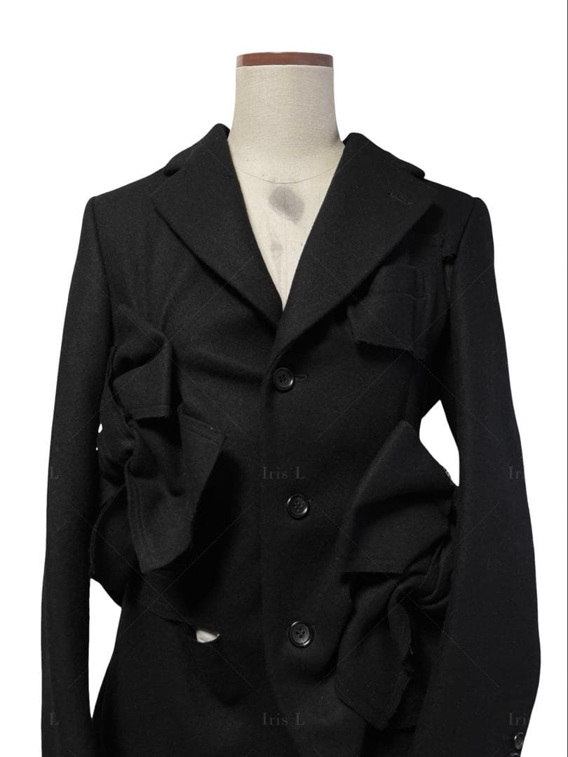 AD2013 コムデギャルソン 立体リボン装飾 ウール ロングコート