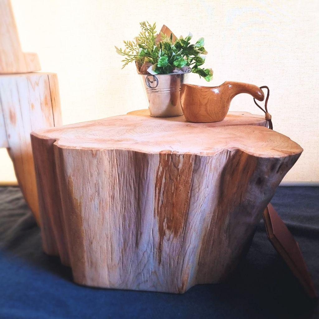 天然ひのきの切株テーブル 幅56cm 根元末広がり 特大