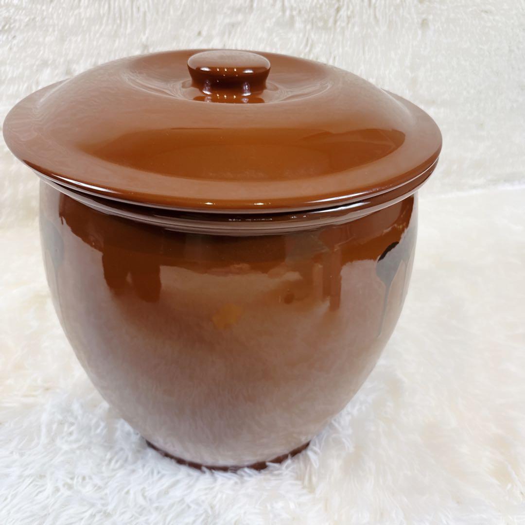 【美品】常滑焼 久松窯 　丸壺 蓋付き 10号