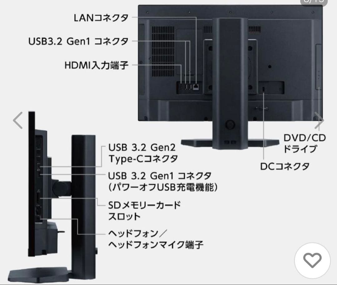 NEC 23.8型 デスクトップパソコン LAVIE PC-A2366DKB