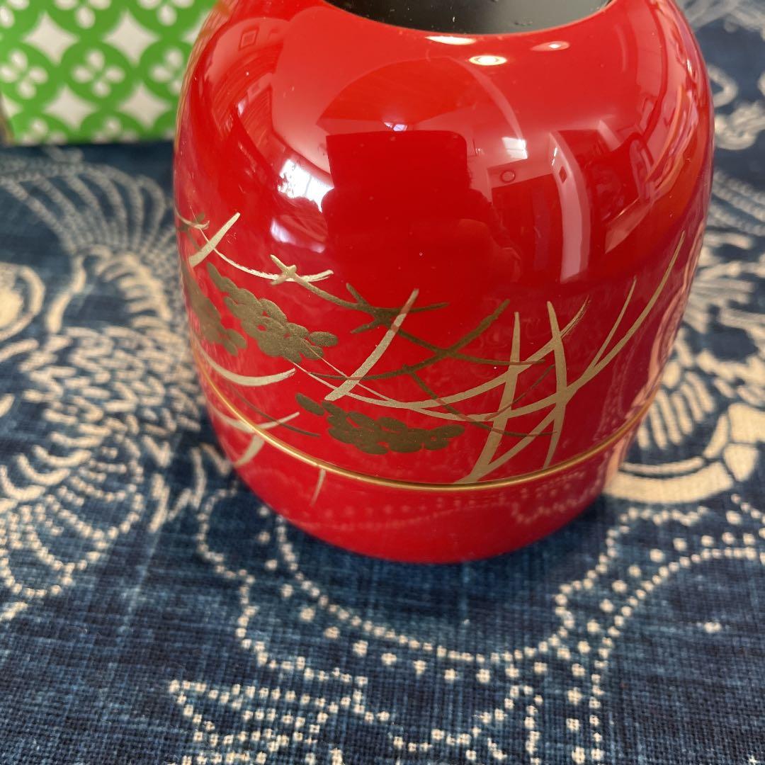 漆器　　茶道　棗　稲穂　朱色