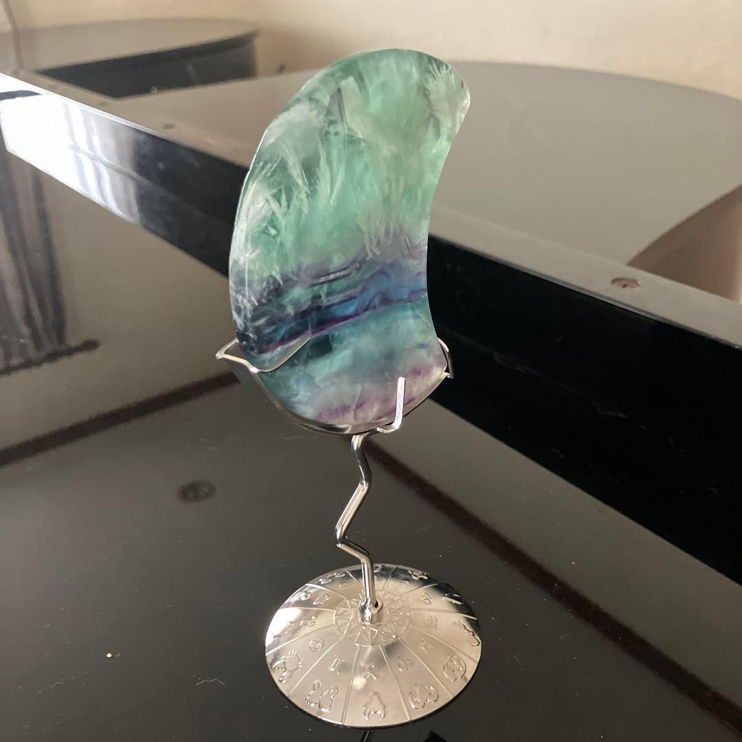 ベティさま専用エンジェルフェザー　トリプルカラーフローライト　月　天然石置物
