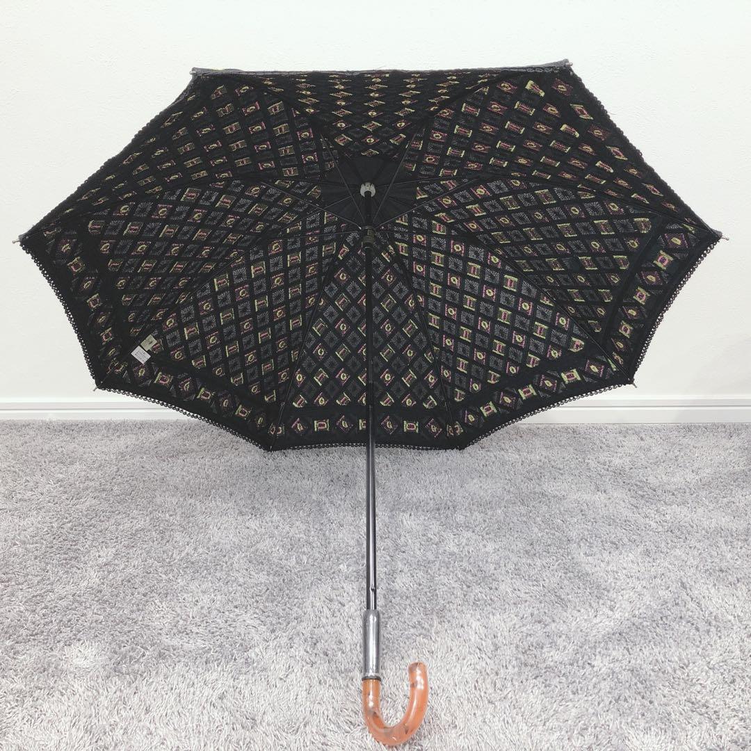☆美品☆ ANNASUI アナスイ 日傘 ブラック 刺繍 パゴダ 二段階伸縮