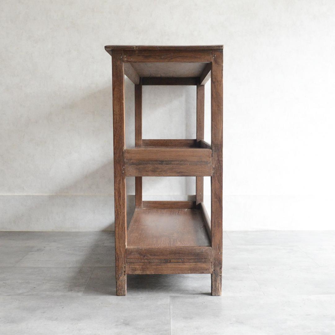 アジアンヴィンテージ 無垢 チーク オープンシェルフ インド 飾り棚 プランター