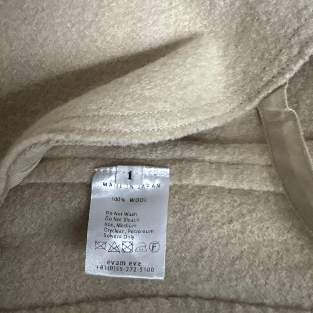 evam eva プレスウール ノーカラー ショート コート　アイボリー　1