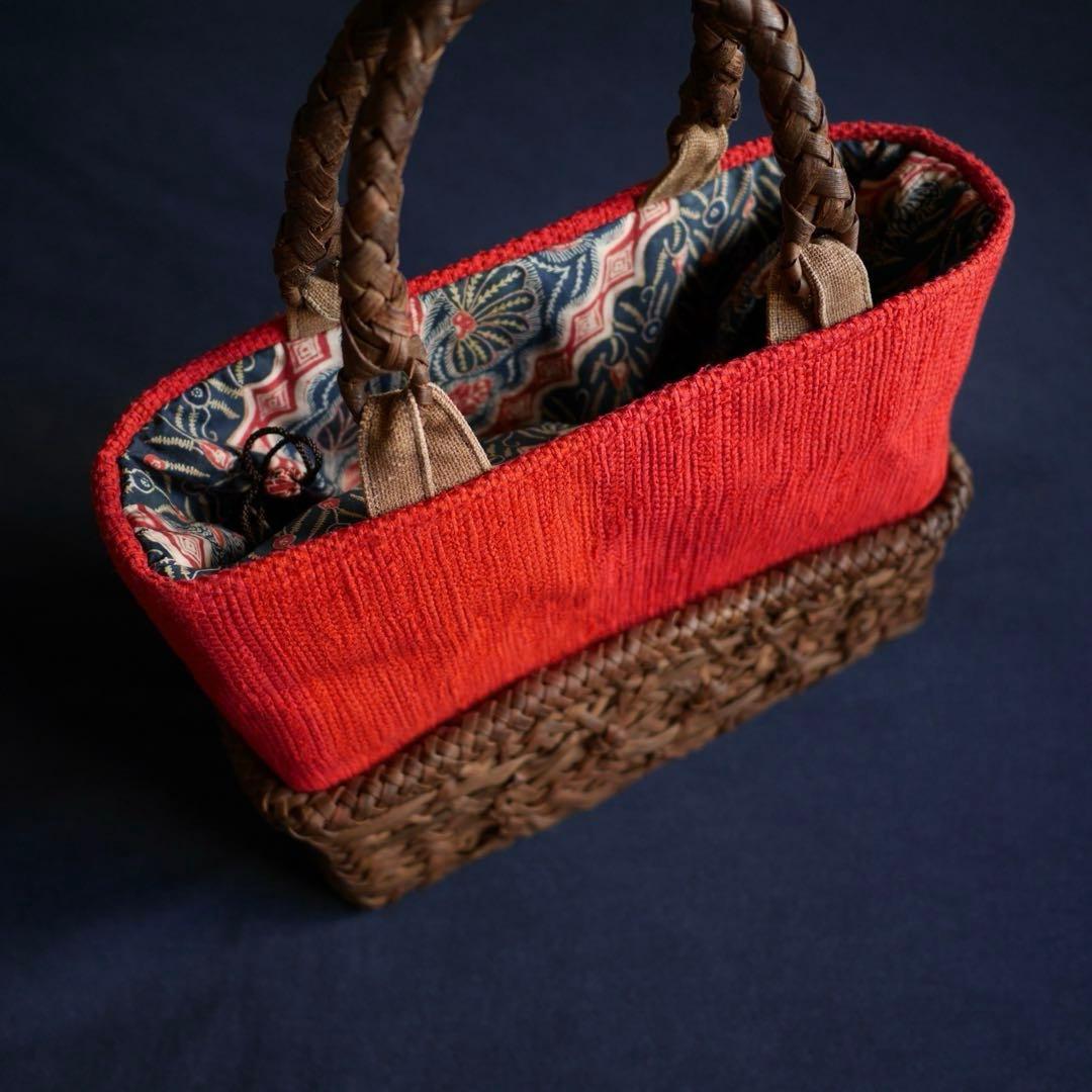 中新 山葡萄蔓 籠 裂織 カゴバッグ