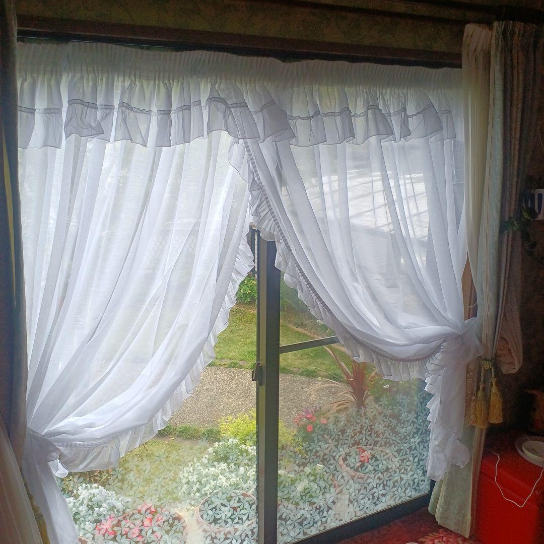 スタイルカーテン【クロスオーバーレースフリルデザイン　スモックギャザータイプ】