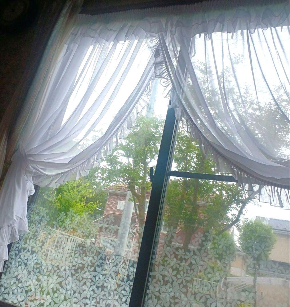 スタイルカーテン【クロスオーバーレースフリルデザイン　スモックギャザータイプ】