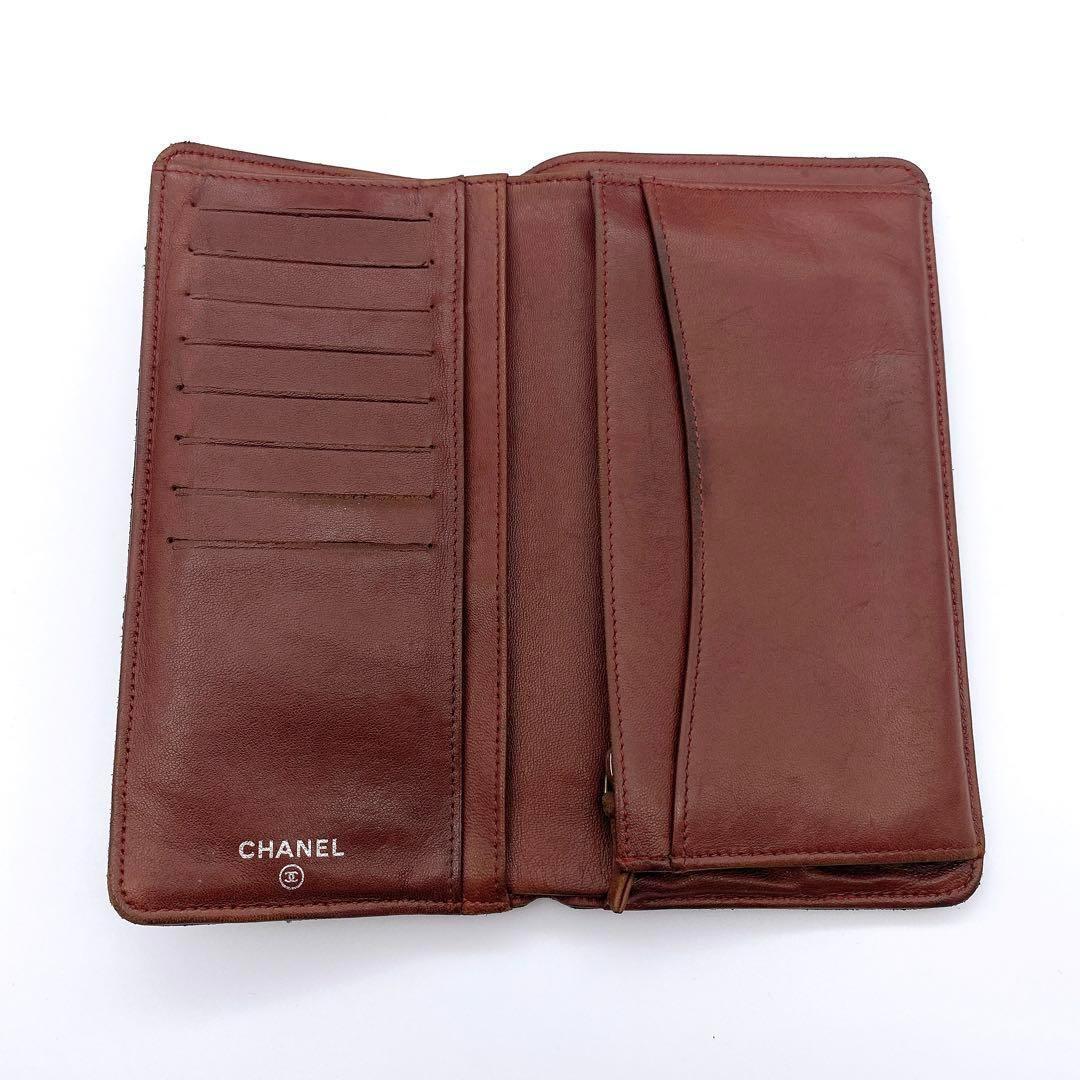 CHANEL シャネル ラムスキン マトラッセ 二つ折り 長財布 ココマーク 黒