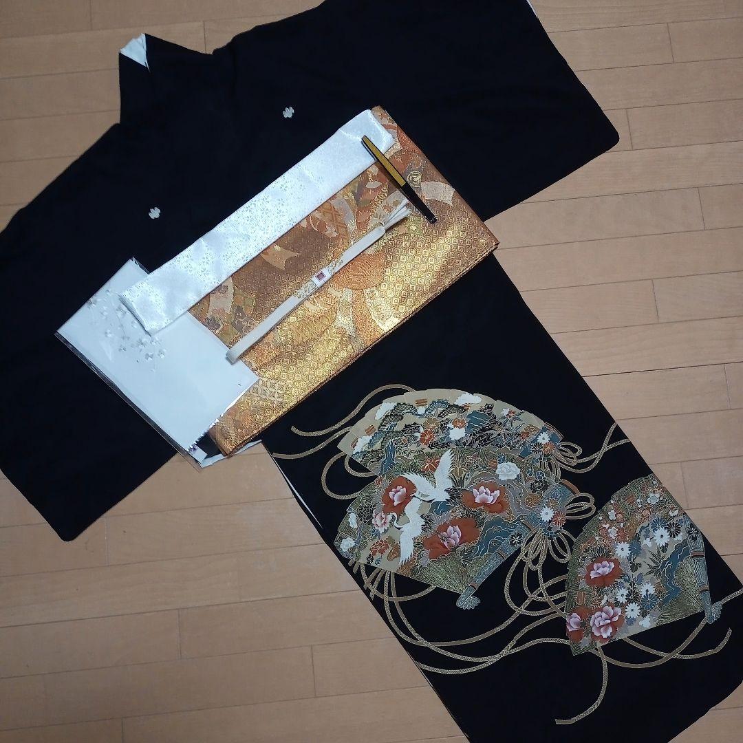 D01M！☆USED美品☆ 結婚式 金彩 豪華 黒留袖6点セット