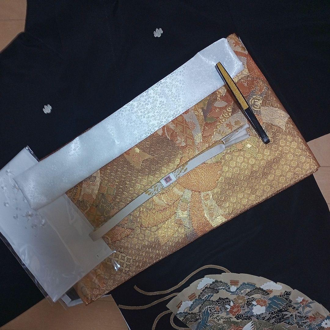 D01M！☆USED美品☆ 結婚式 金彩 豪華 黒留袖6点セット