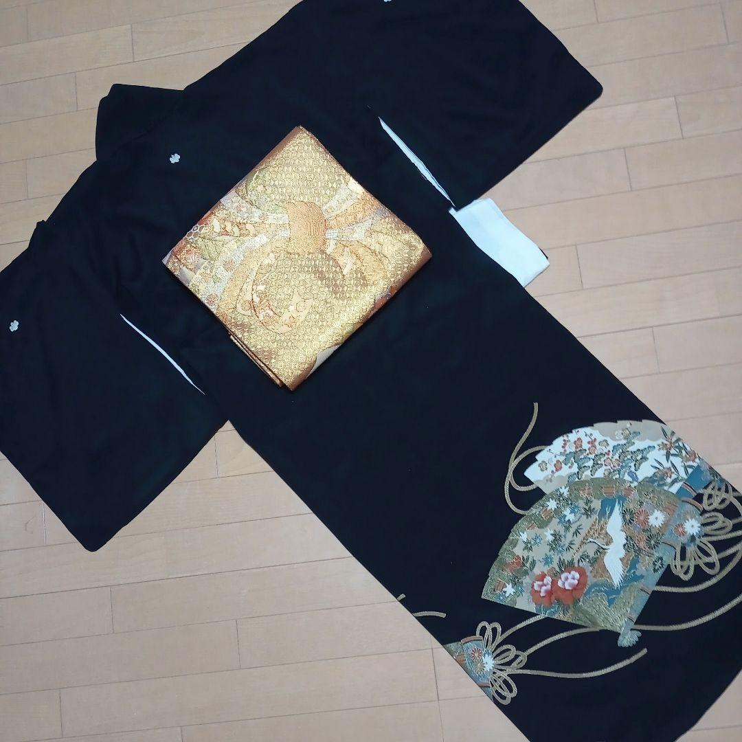 D01M！☆USED美品☆ 結婚式 金彩 豪華 黒留袖6点セット