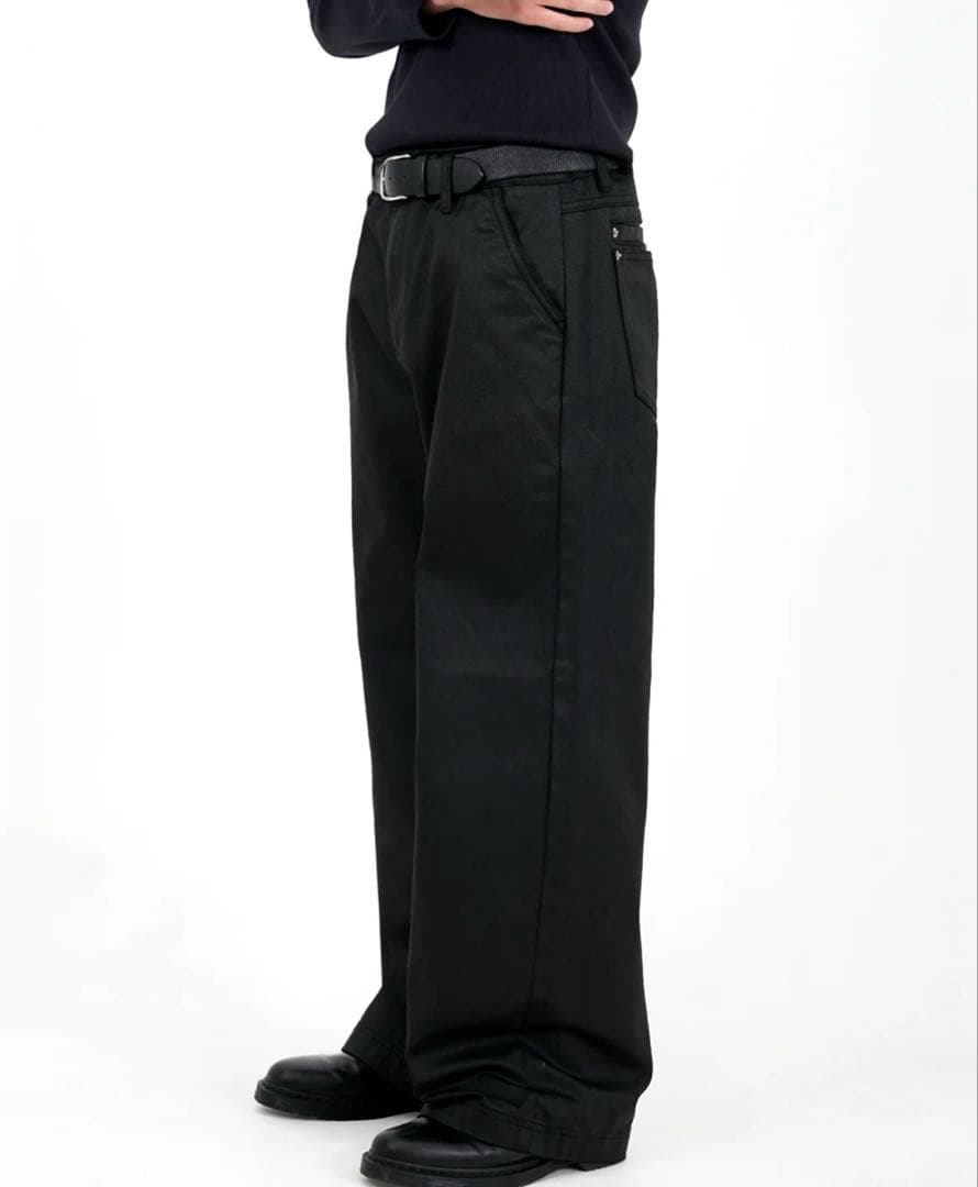 パンツ asapmode Oil Coating Wide-Leg Pants L