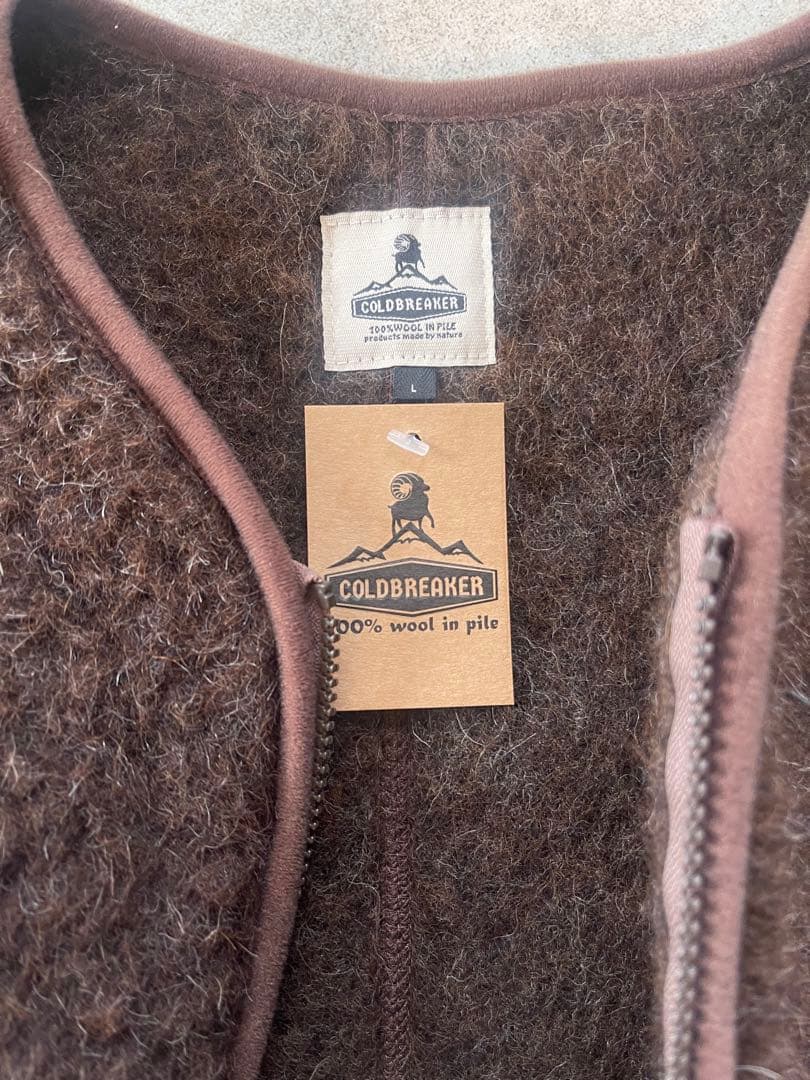 COLDBREAKER 100%ウールベスト L ブラウン　新品未使用　タグ付き