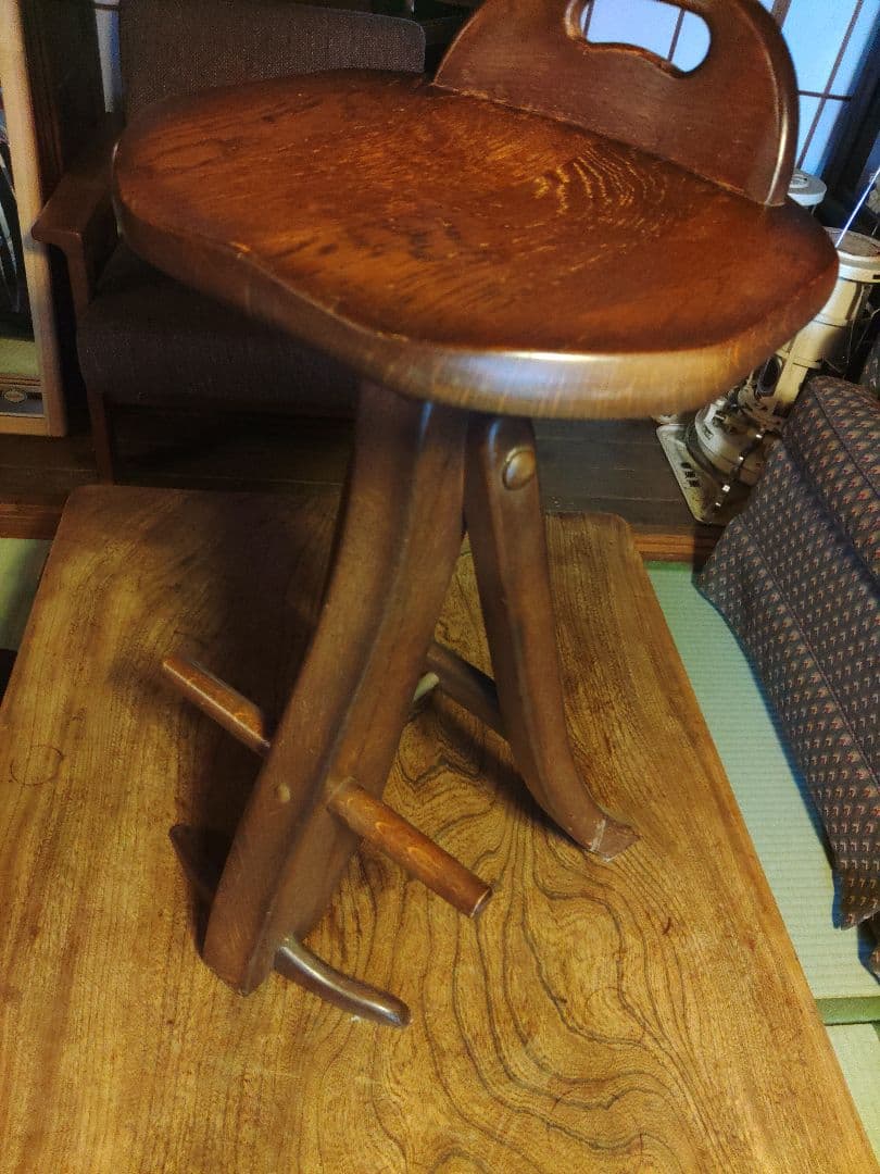 オランダ製　スツール　木製　無垢　bar　カウンター　ヴィンテージ　アンティーク