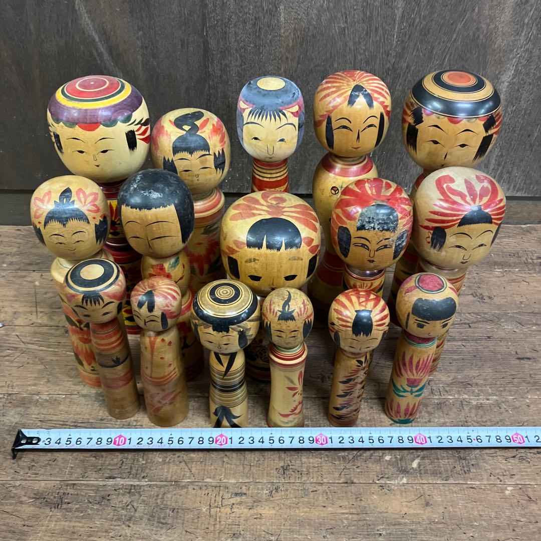 D-3 昭和レトロ 伝統こけし 16体セット 大量コレクション 創作こけし