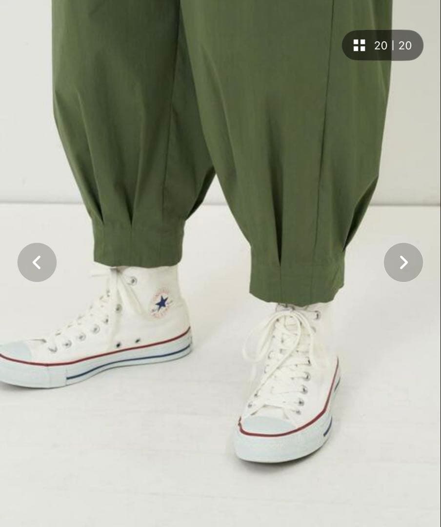 新品タグ付コンジェペイエ ストレッチナローパンツ ウエストゴム＆リボン カーキ