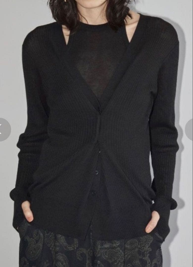 todayful レイヤードニットカーディガン