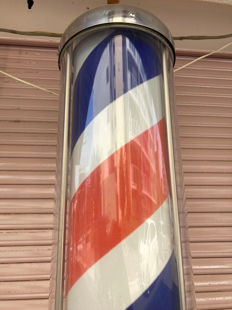 引取限定　サインポール　床屋さん　理髪店　看板　高さ約207ｃｍ　動作確認