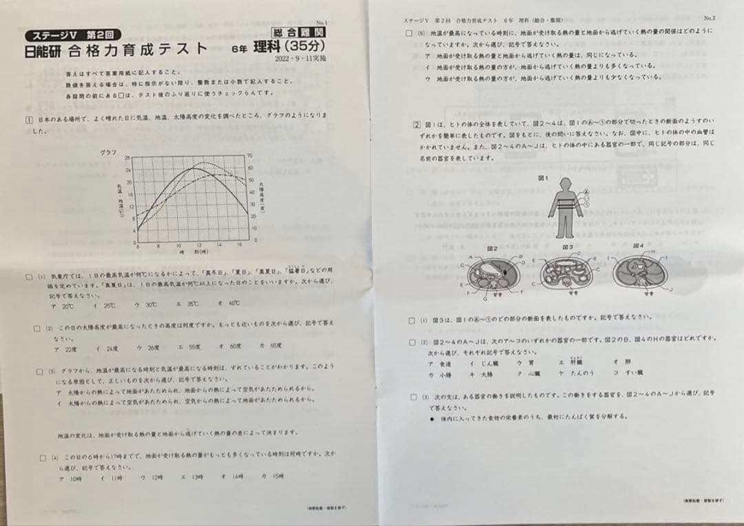 7回分❗️ 未使用解答用紙６回分付‼️ 日能研6年ステージⅤ合格力育成テスト