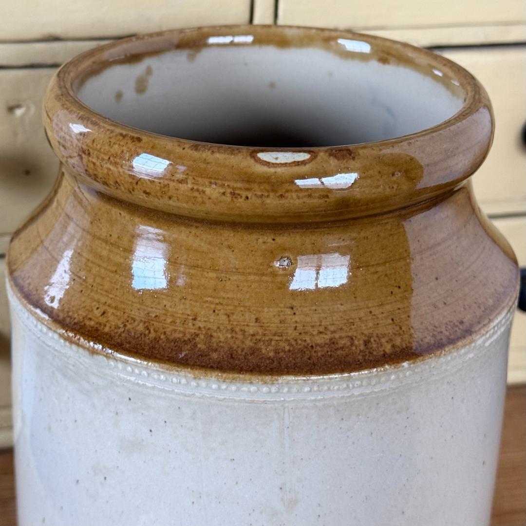 イギリス　アンティーク　陶器　ストーンウェア　ジャー　ボトル　キッチンツール入れ