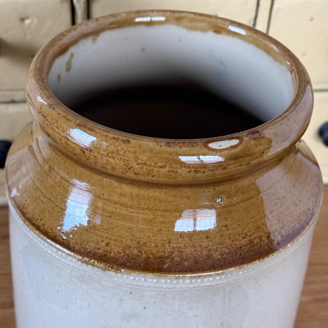 イギリス　アンティーク　陶器　ストーンウェア　ジャー　ボトル　キッチンツール入れ