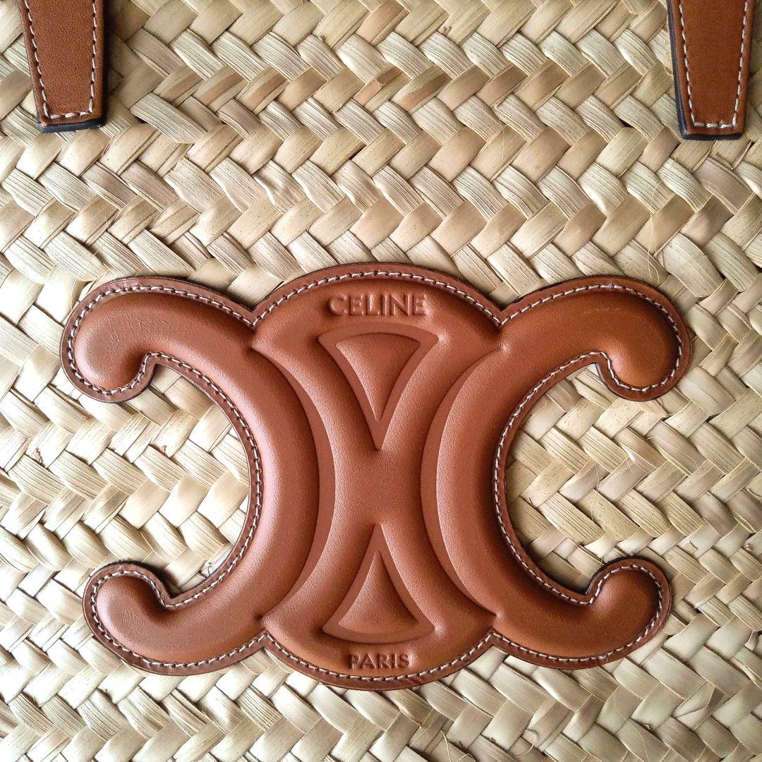 セリーヌ　カゴバッグ　ミディアム　ブラウン　トリオンフ(レザーのロゴパッチ)