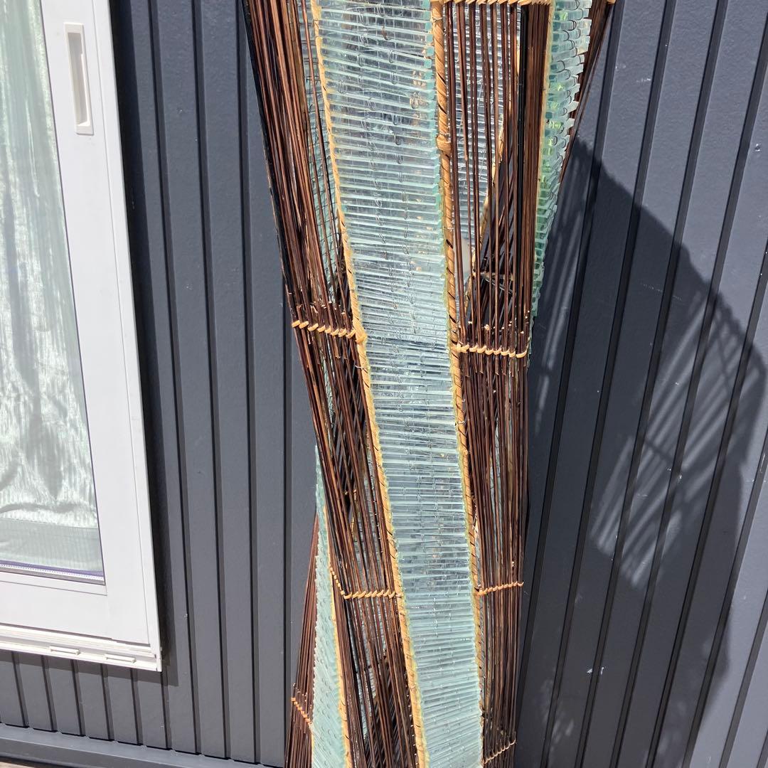 昭和レトロ 和風 竹 ガラス製スタンドライト シェードランプ フロアライト