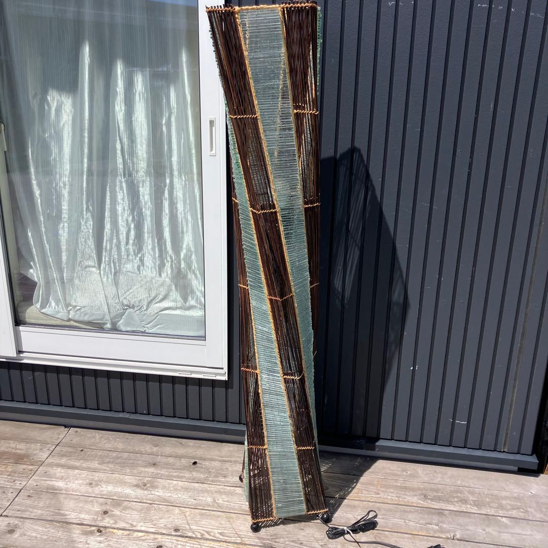 昭和レトロ 和風 竹 ガラス製スタンドライト シェードランプ フロアライト