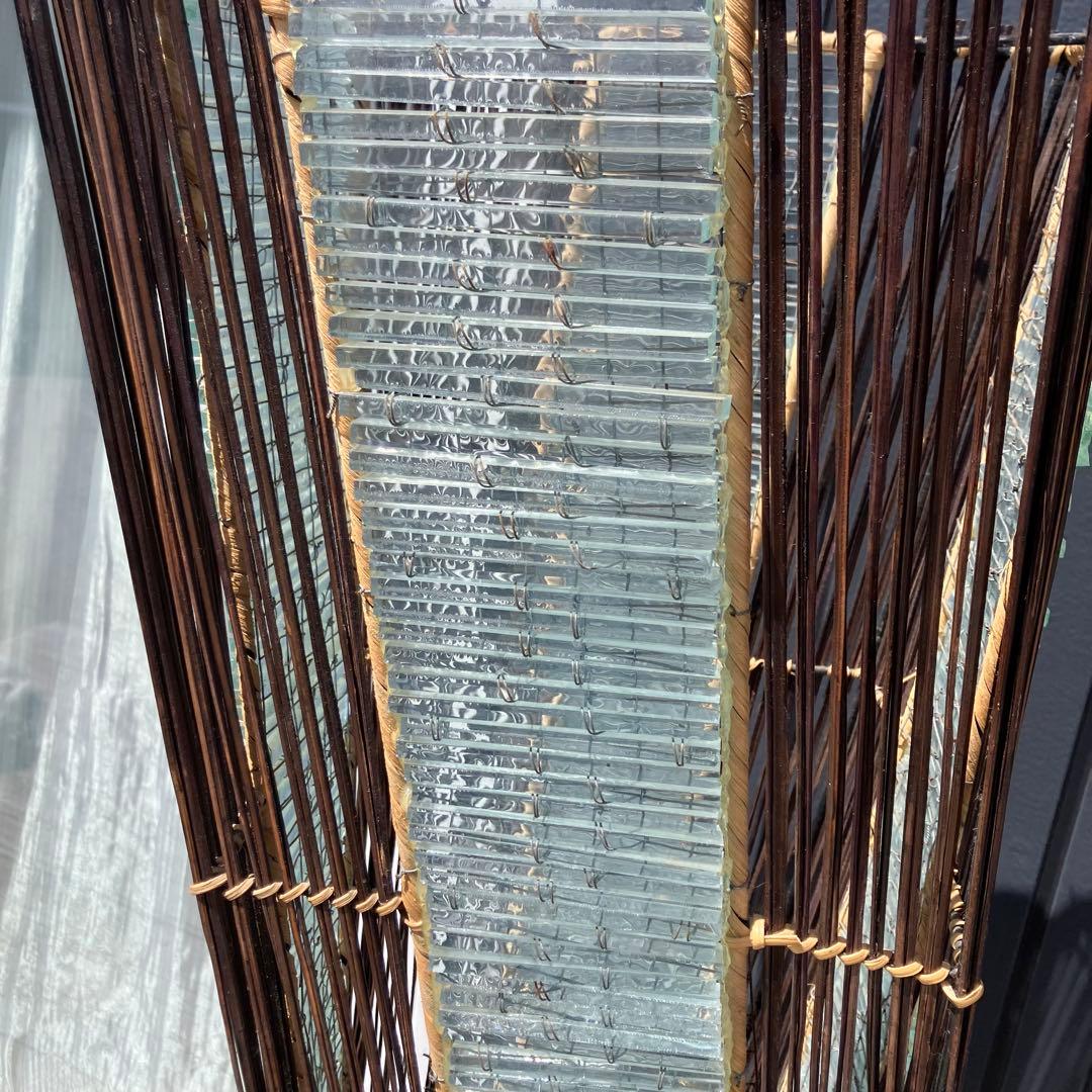 昭和レトロ 和風 竹 ガラス製スタンドライト シェードランプ フロアライト