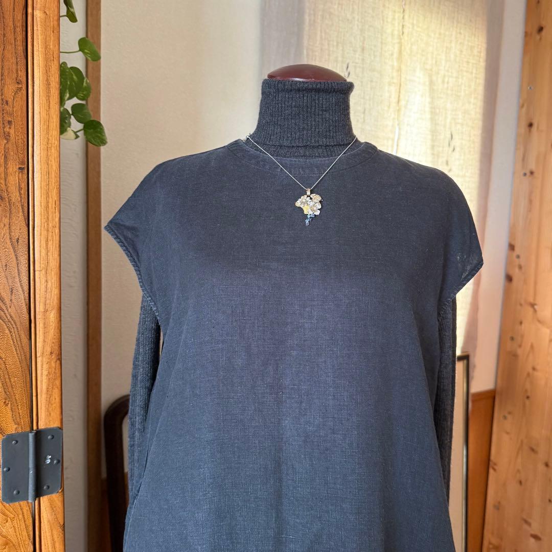 石川暢子ペンダントトップpt900K18ダイヤ0.24サファイヤ0.36ct