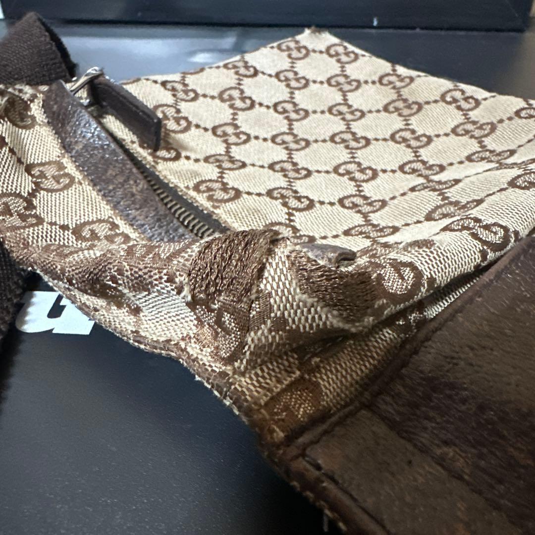 グッチ ボディバッグ GG柄 ジャガード キャンバス レザー ベージュ