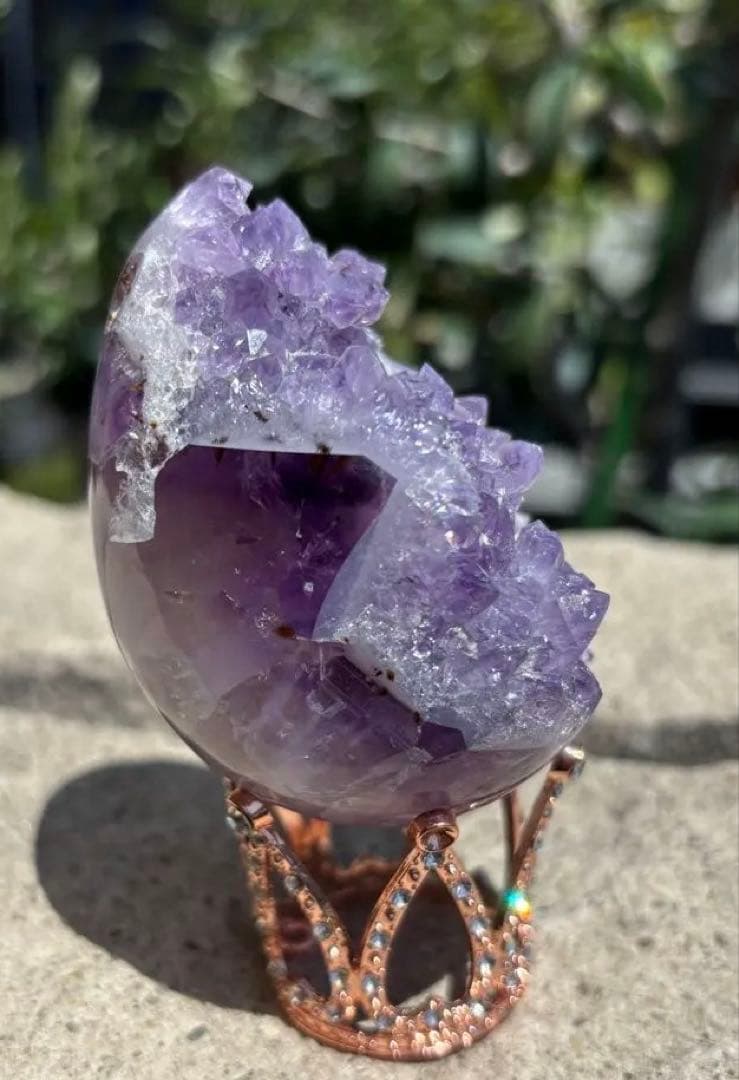 最高品質！ウルグアイ産⭐虹入！アメジストたまご小花付⭐RM 4