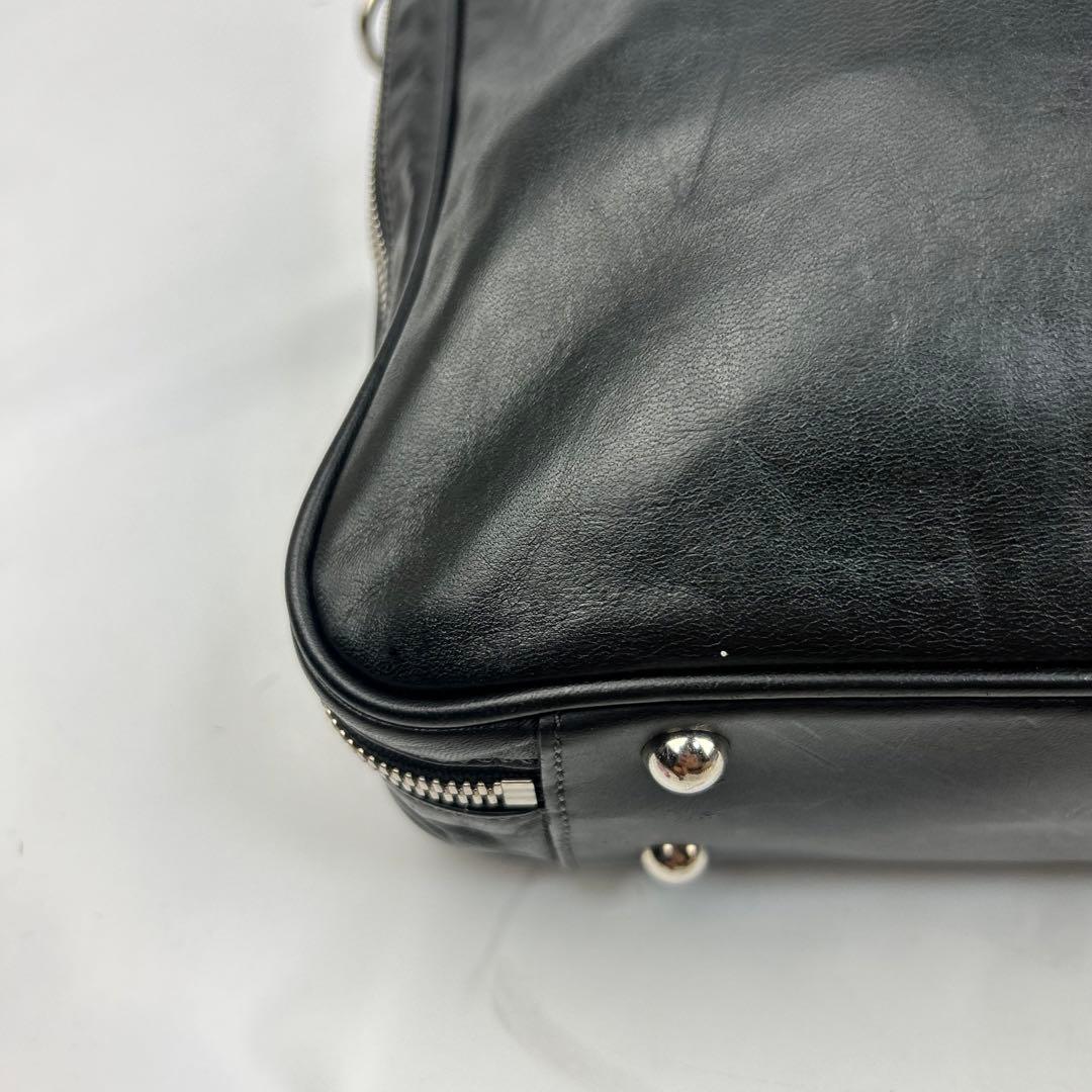 【美品】ソメスサドル　ビジネスバッグ　2way レザー　ロゴ金具　シルバー　黒