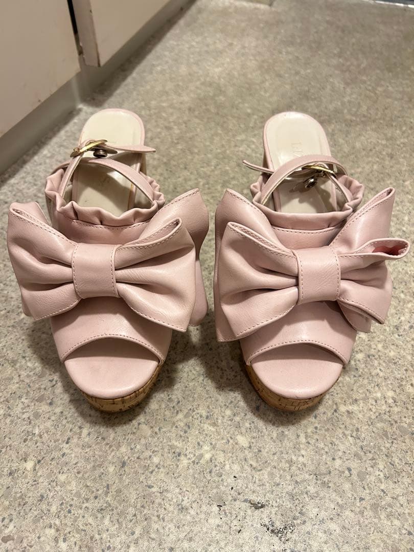LIZ LISA 2WAYリボンサンダル 厚底 ピンク M