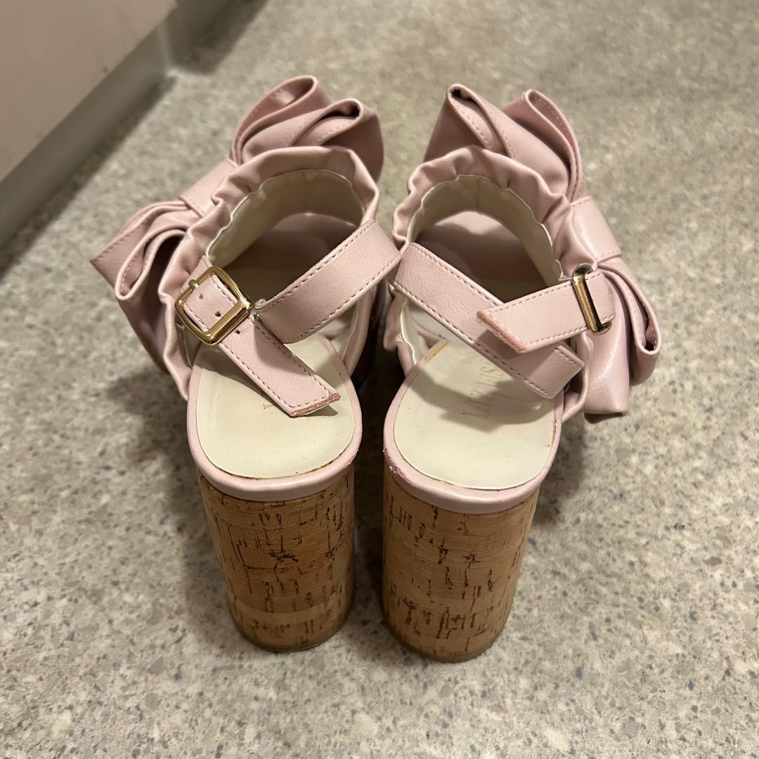 LIZ LISA 2WAYリボンサンダル 厚底 ピンク M