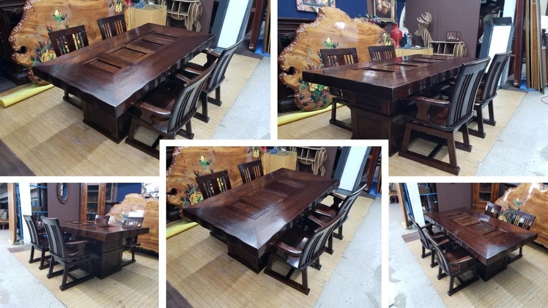 a22　美品　松尾博昭　作　黒檀　囲炉裏ダイニング５点セット