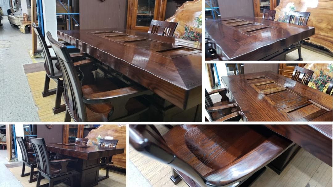 a22　美品　松尾博昭　作　黒檀　囲炉裏ダイニング５点セット