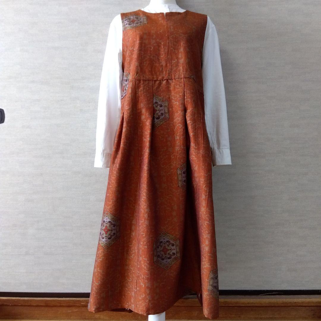 楊貴妃　2026J007　着物リメイク　十日町紬　タックジャンパースカート