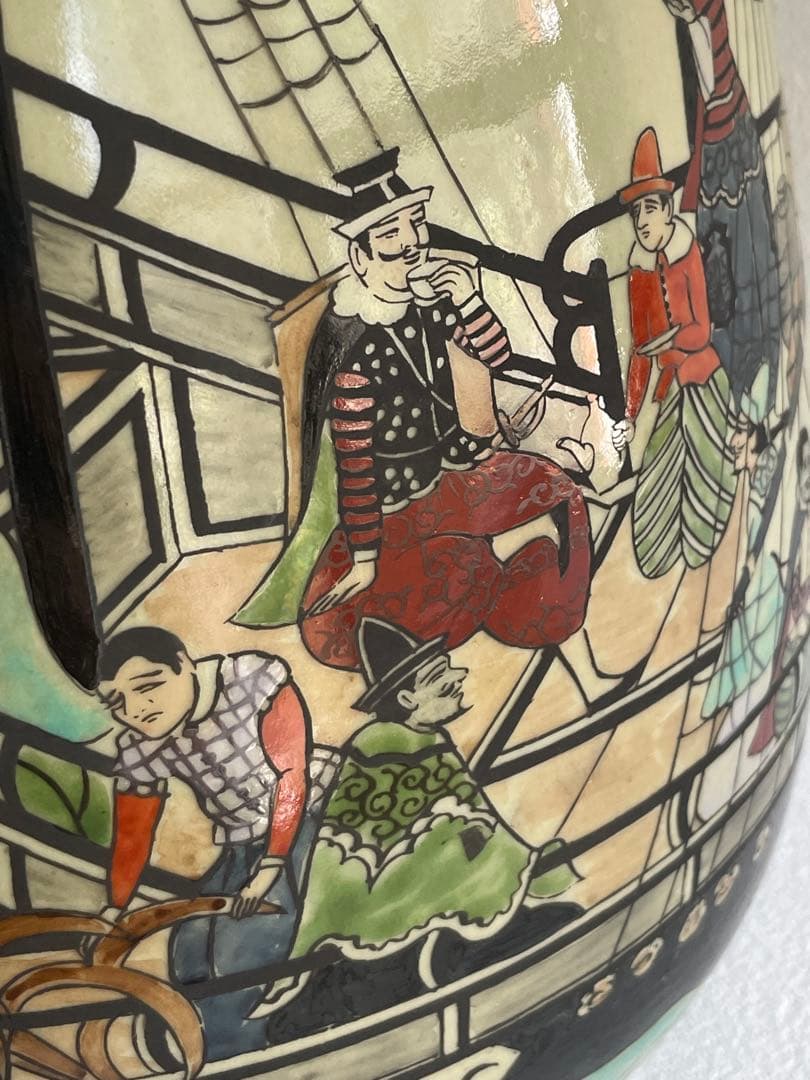 ⬇️【希少】　円左エ門窯　⭐︎ 錦南蛮船壺　手書き　有田焼　　280000円