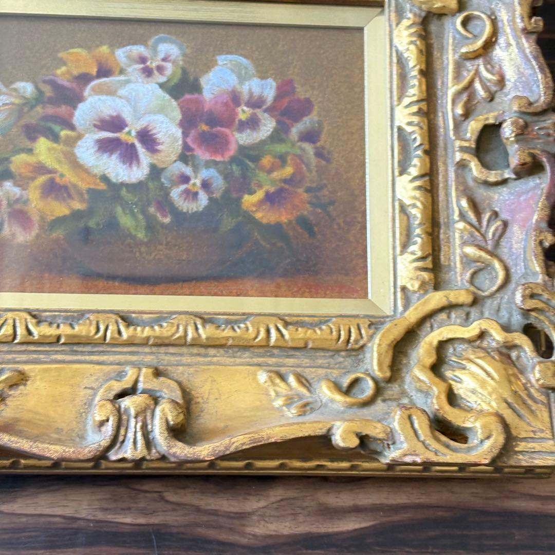 横田善夫「パンジー」油彩 SM 額装 研燦会創立 新潟出身 油絵 油画 絵画