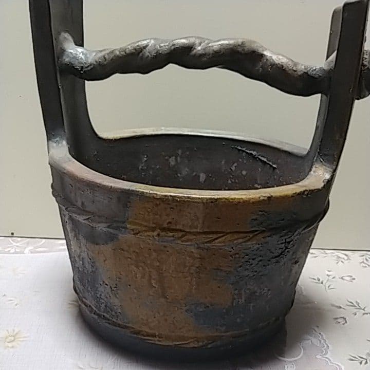 備前焼　手桶花入　花器　美品　古美術　骨董品