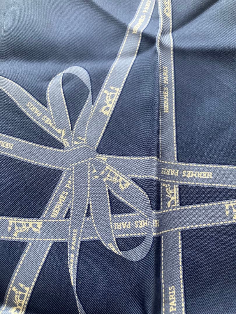 HERMES エルメス カレ45 ボルデュック ネイビー