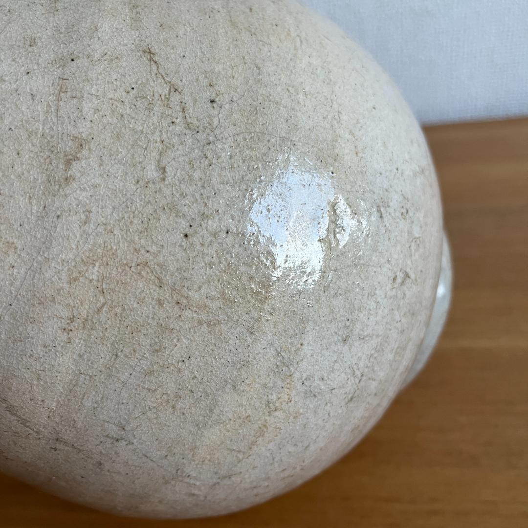 李朝 粉引 大徳利 朝鮮古陶磁 高35.8cm 口縁欠けあり