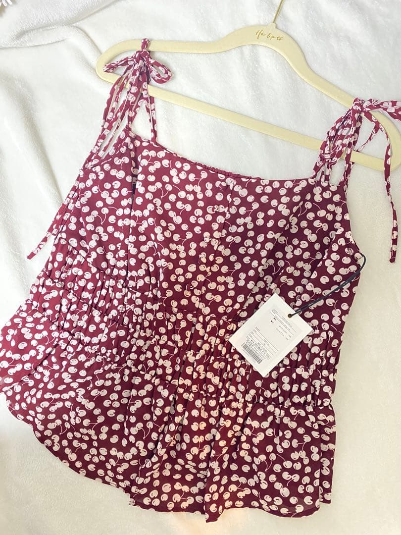 トップス Her lip to / Cherry Pattern Strap Top