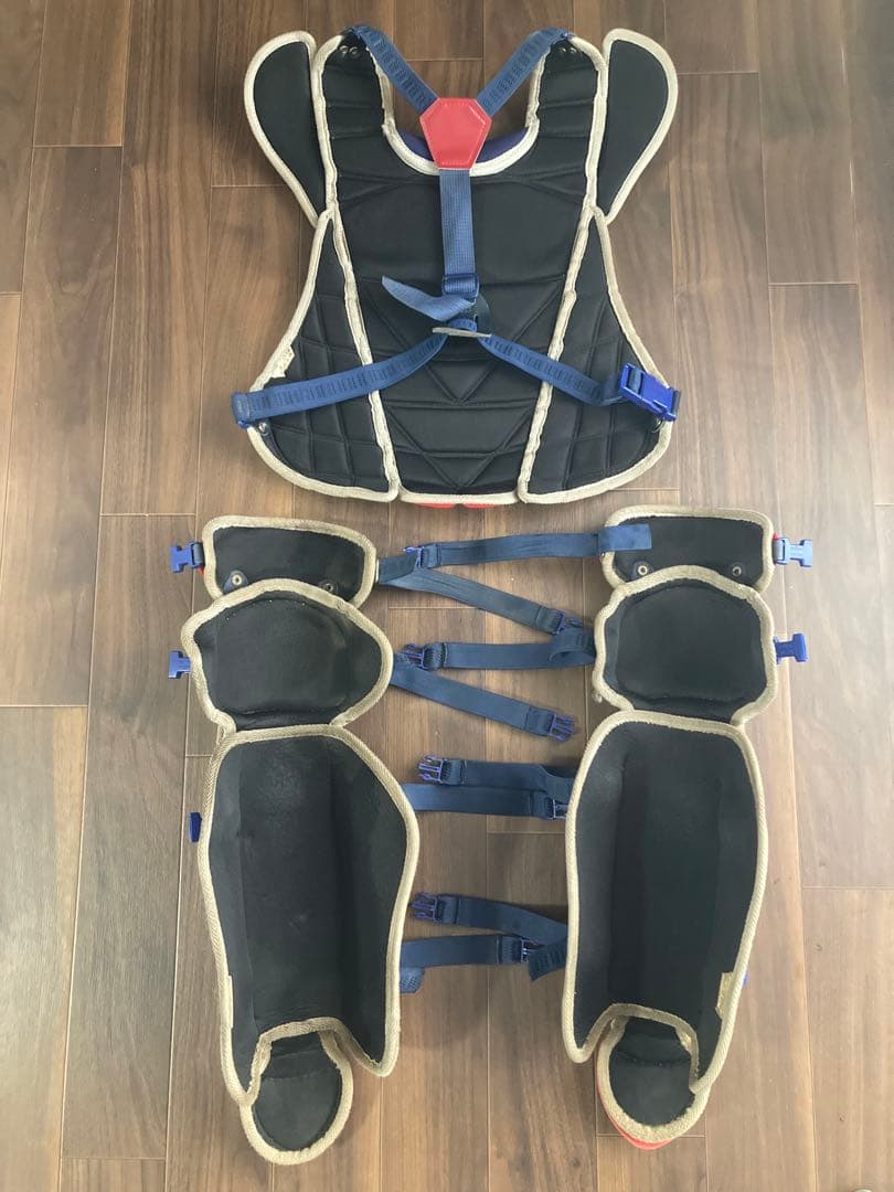 ゼット軟式用キャッチャー防具セット(面なし)赤青