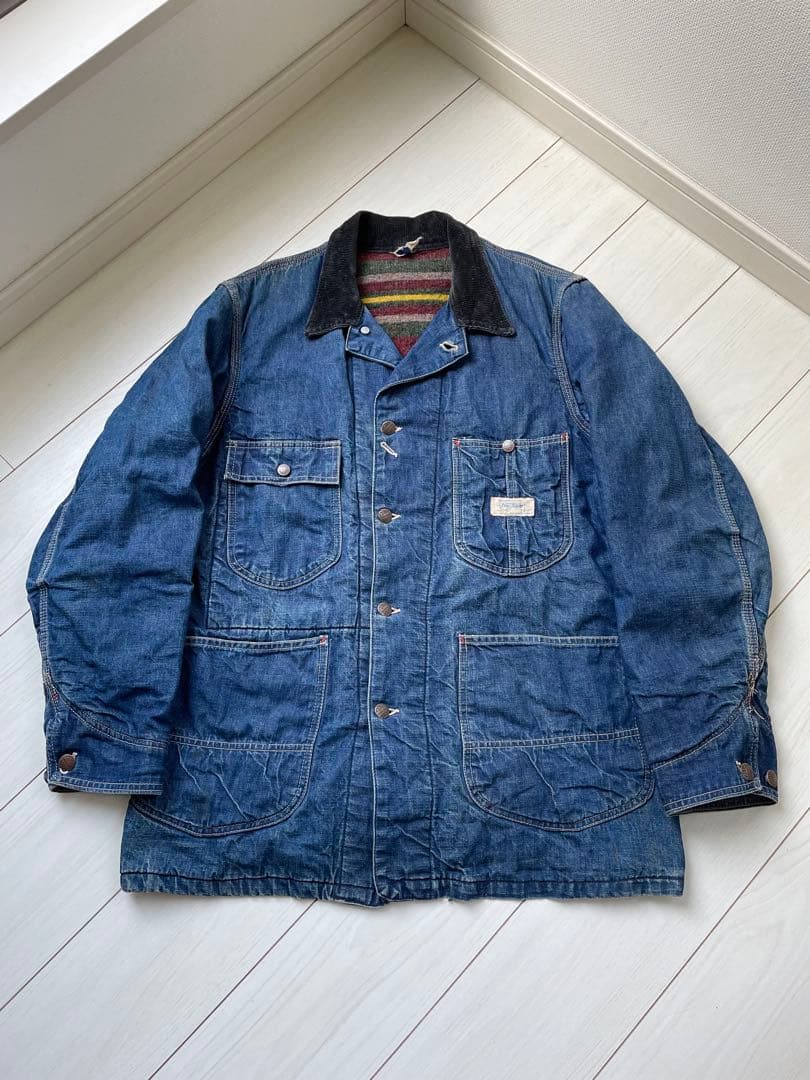 60s ビンテージ パワーハウス インディゴデニム カバーオール ヒゲ 蜂の巣