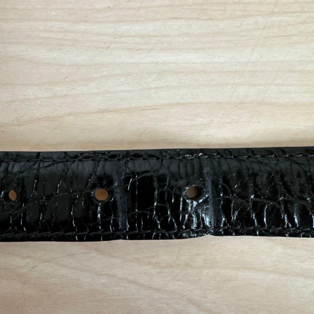 J&M DAVIDSON 黒 レザーベルト エンボスドクロコ（牛革）サイズ36